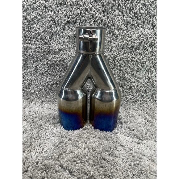 Exhaust Tip 2.50 Inlet 3 Dual Round Stainless Purple Blue Flame Wesdon Exhaust - Picture 1 of 9